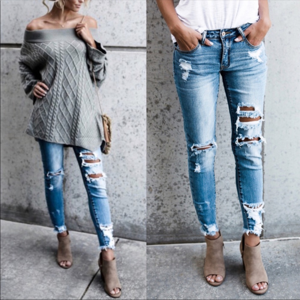 Distressed Skinny Jeans.